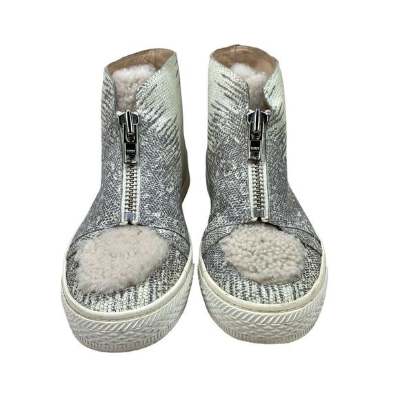 Loeffler Randall Devin Lizard Embossed Shearling High-Top Zip Sneakers | Size 6 - Picture 1 of 9